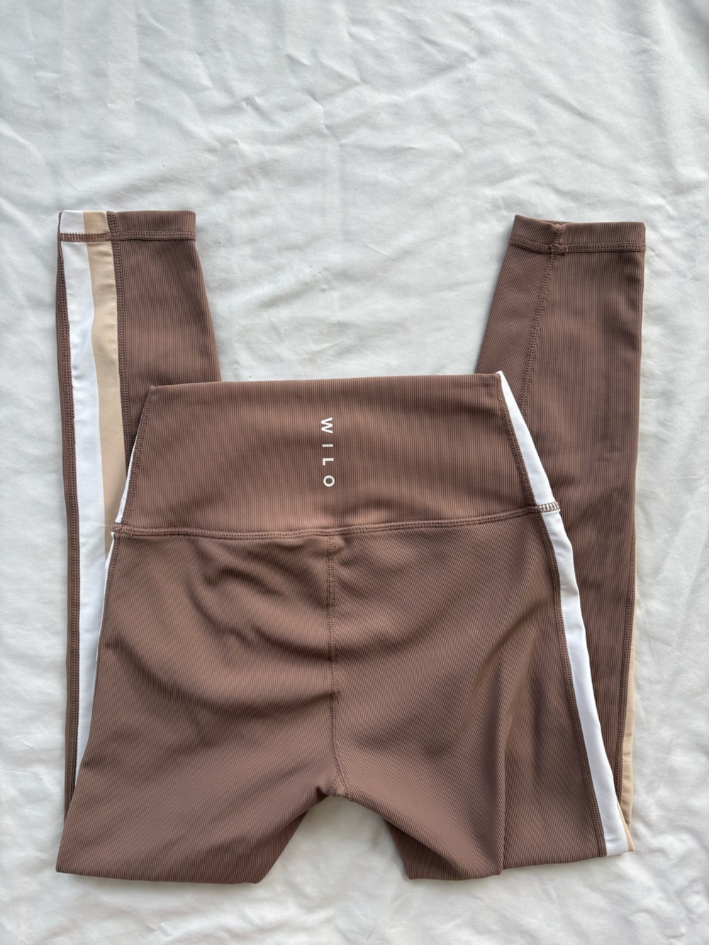 WILO Ribbed Side Stripe Leggings – Brown/Taupe | XS